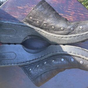 Women’s Black Leather Studded Born Mules